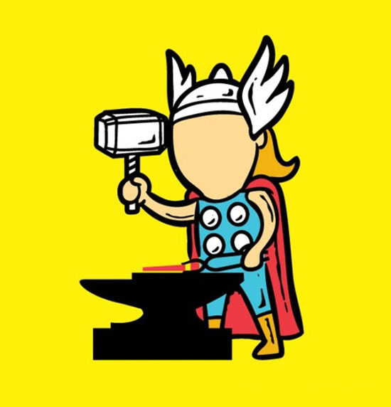 创意插画超级英雄的全新工作